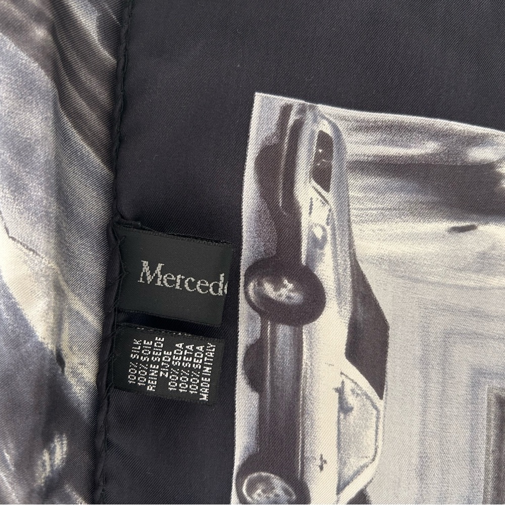 Mercedes-Benz Black and Gray Scarf - 100% Silk. 34x34 - Picture 2 of 8